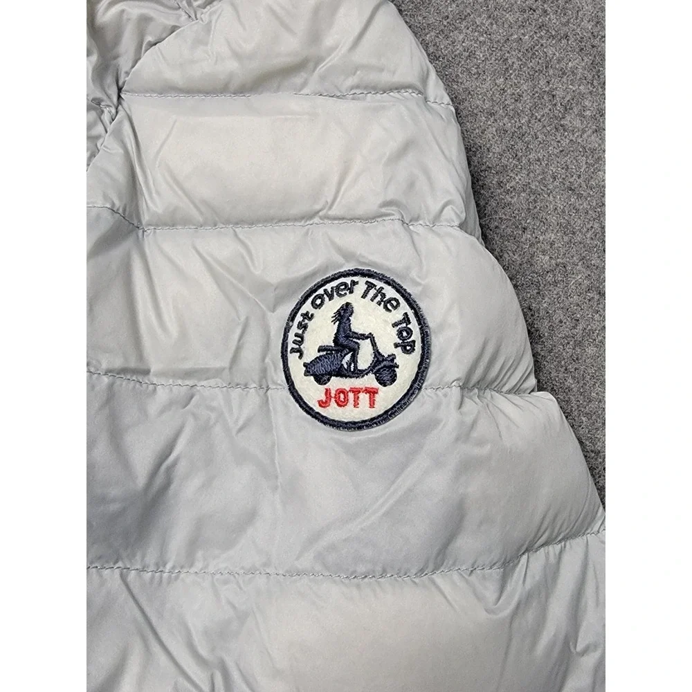 JOTT Women's Lightweight Down‎ Puffer Jacket Gray Zip Front Packable